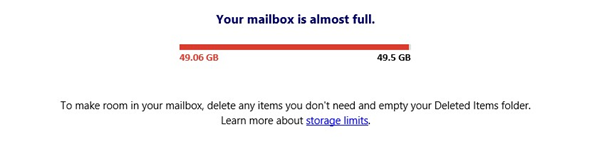 Email inbox full message